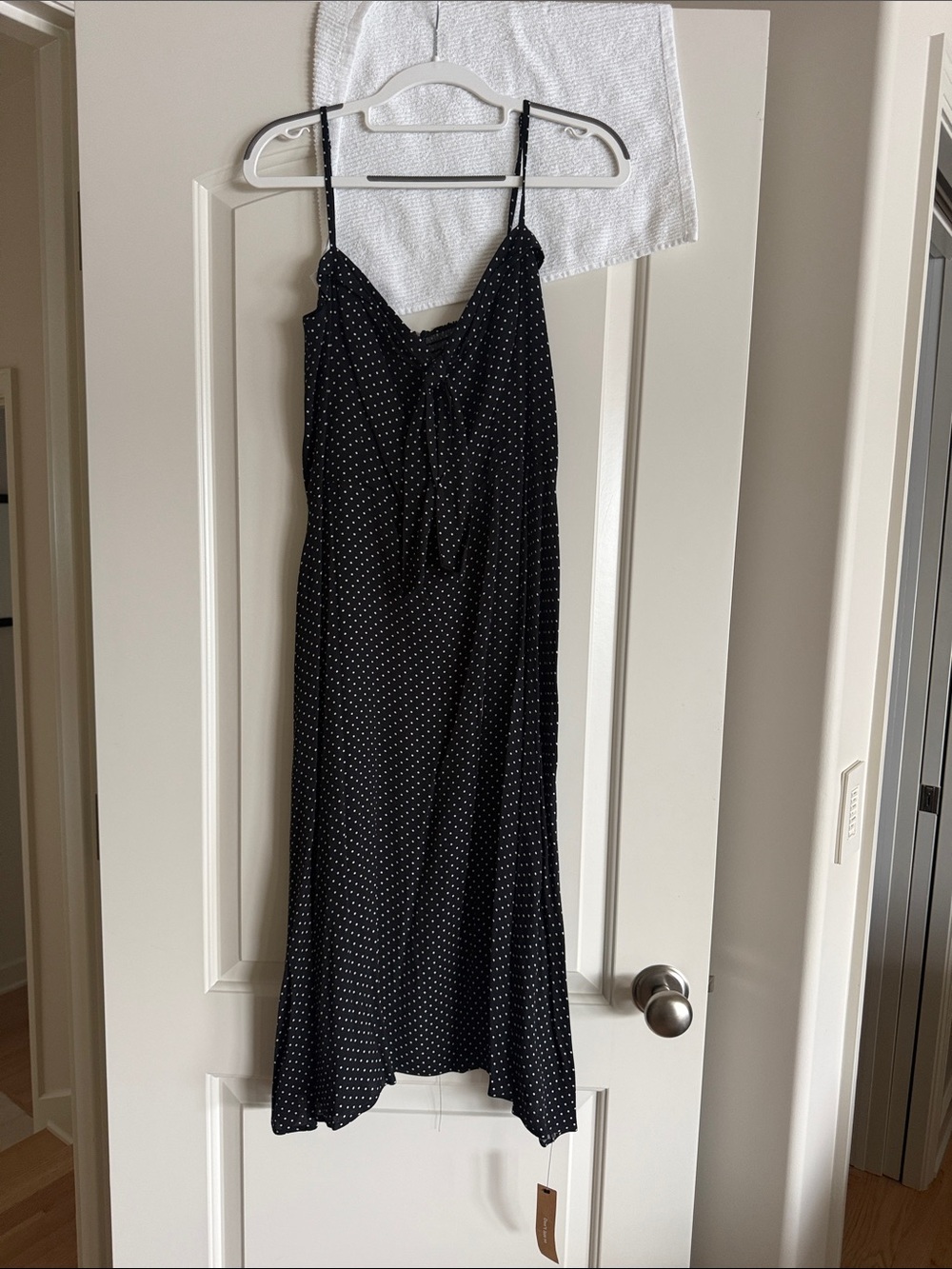 Reformation Black Polka Dot Midi Slip Dress
